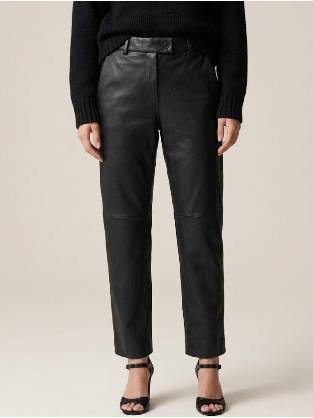 NWT J.Crew Collection Cropped Straight-leg Pant in Black Leather Pants 6